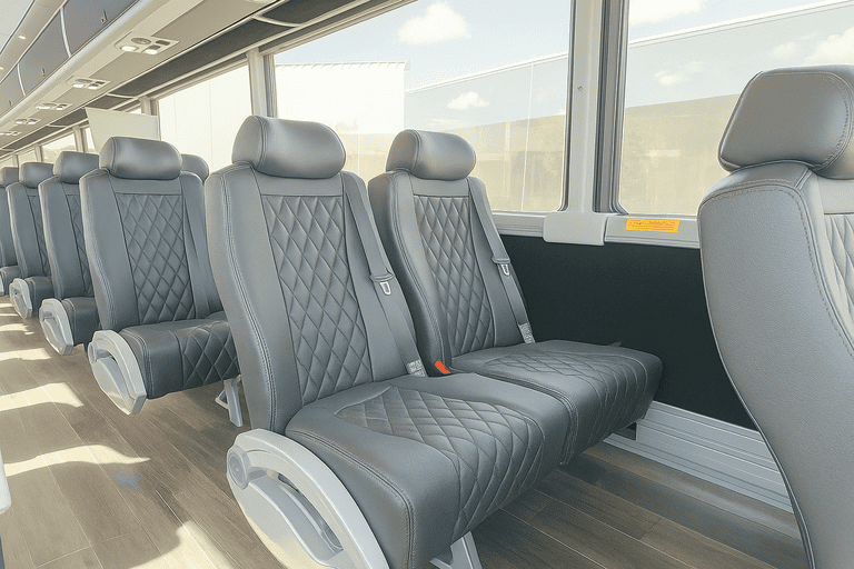 interior of Austin Minibus Company charter bus