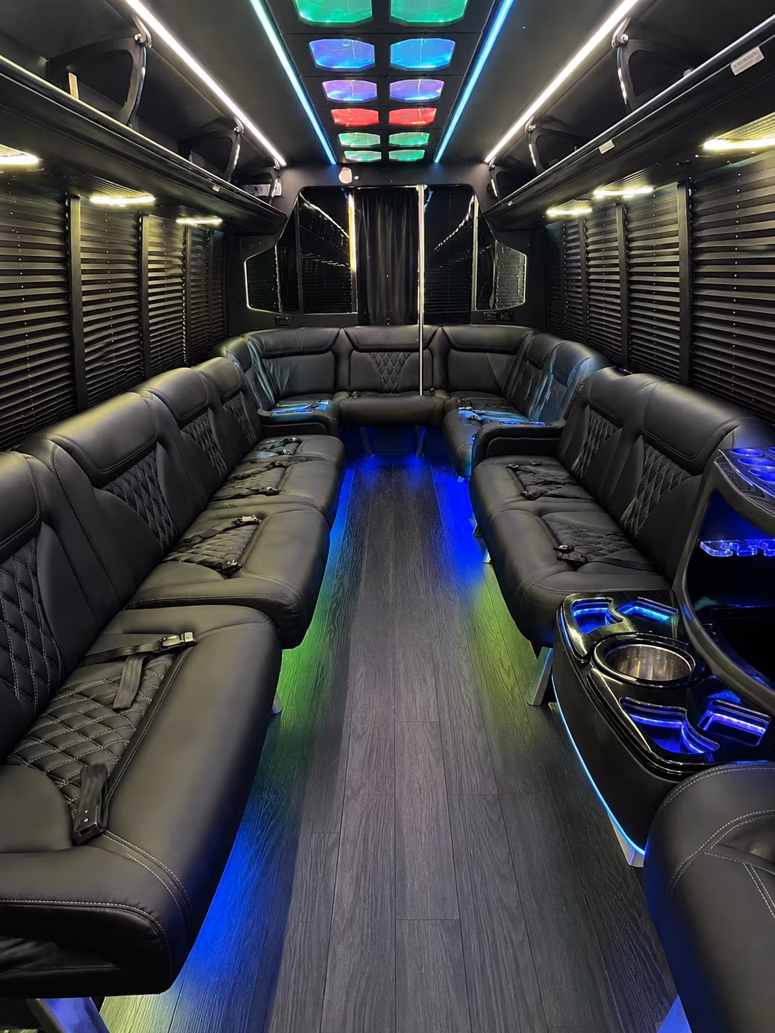 austin 20 passenger party bus interior