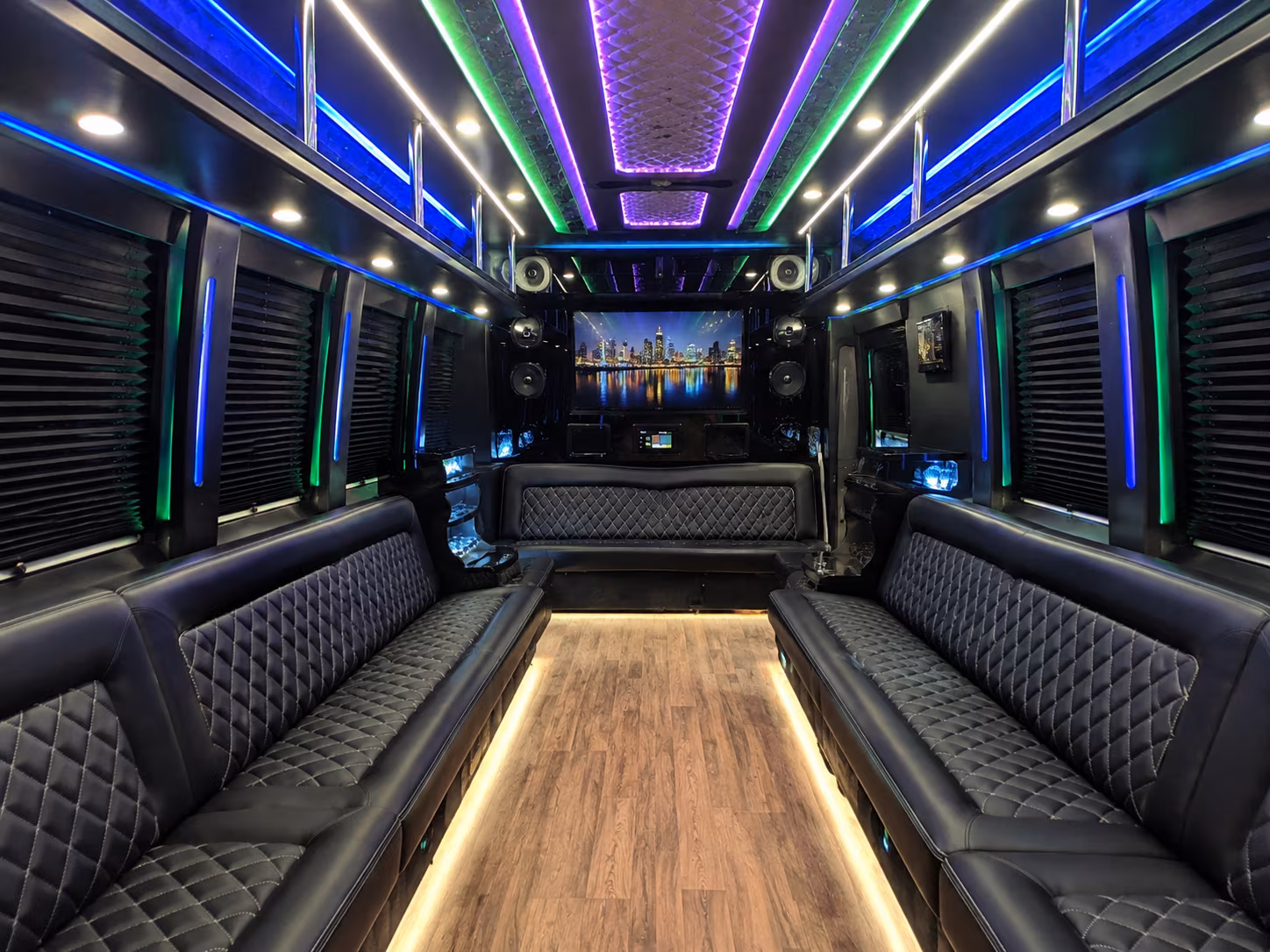 austin 25 passenger party bus interior