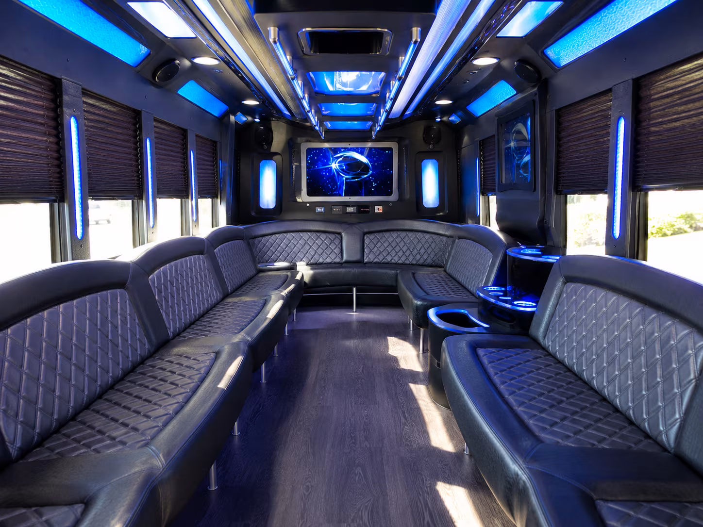 austin 28 passenger party bus inside
