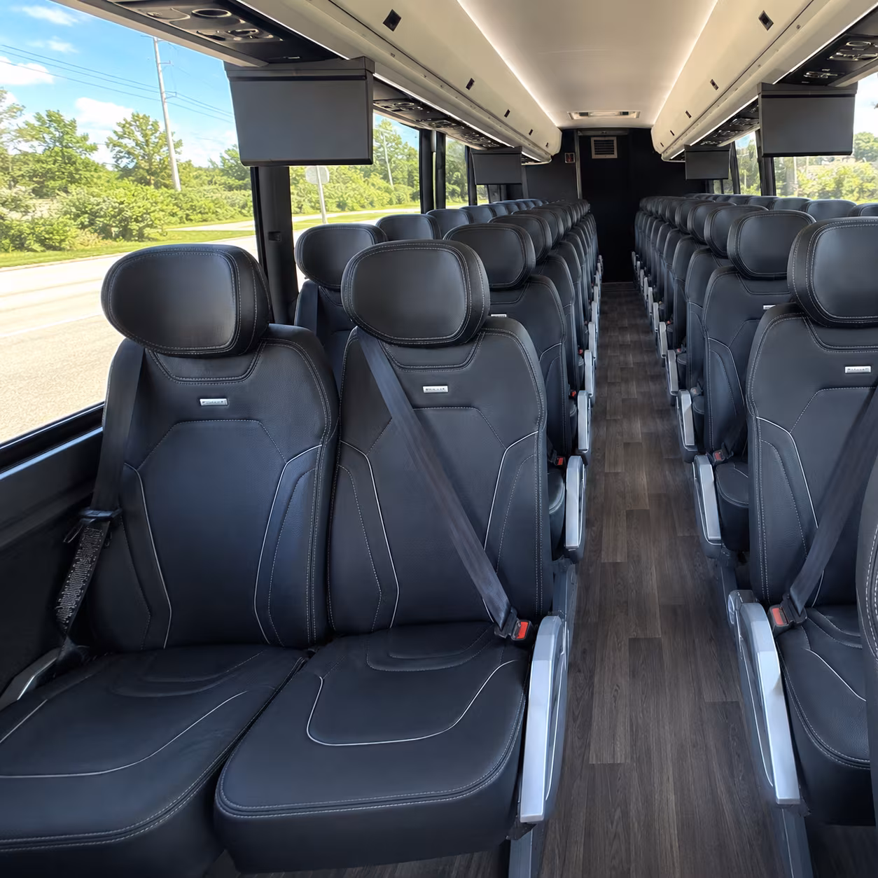 austin 47 passenger charter bus inside