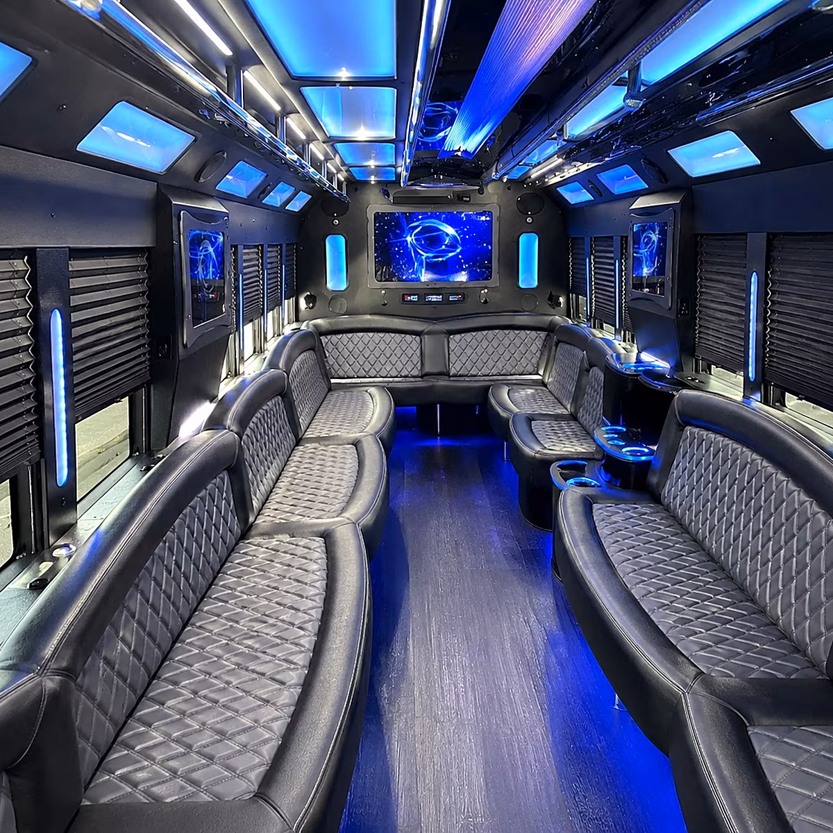 austin 50 passenger party bus interior