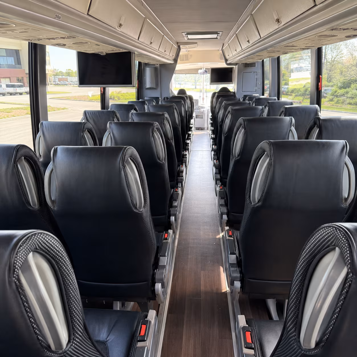 austin 56 passenger charter bus inside